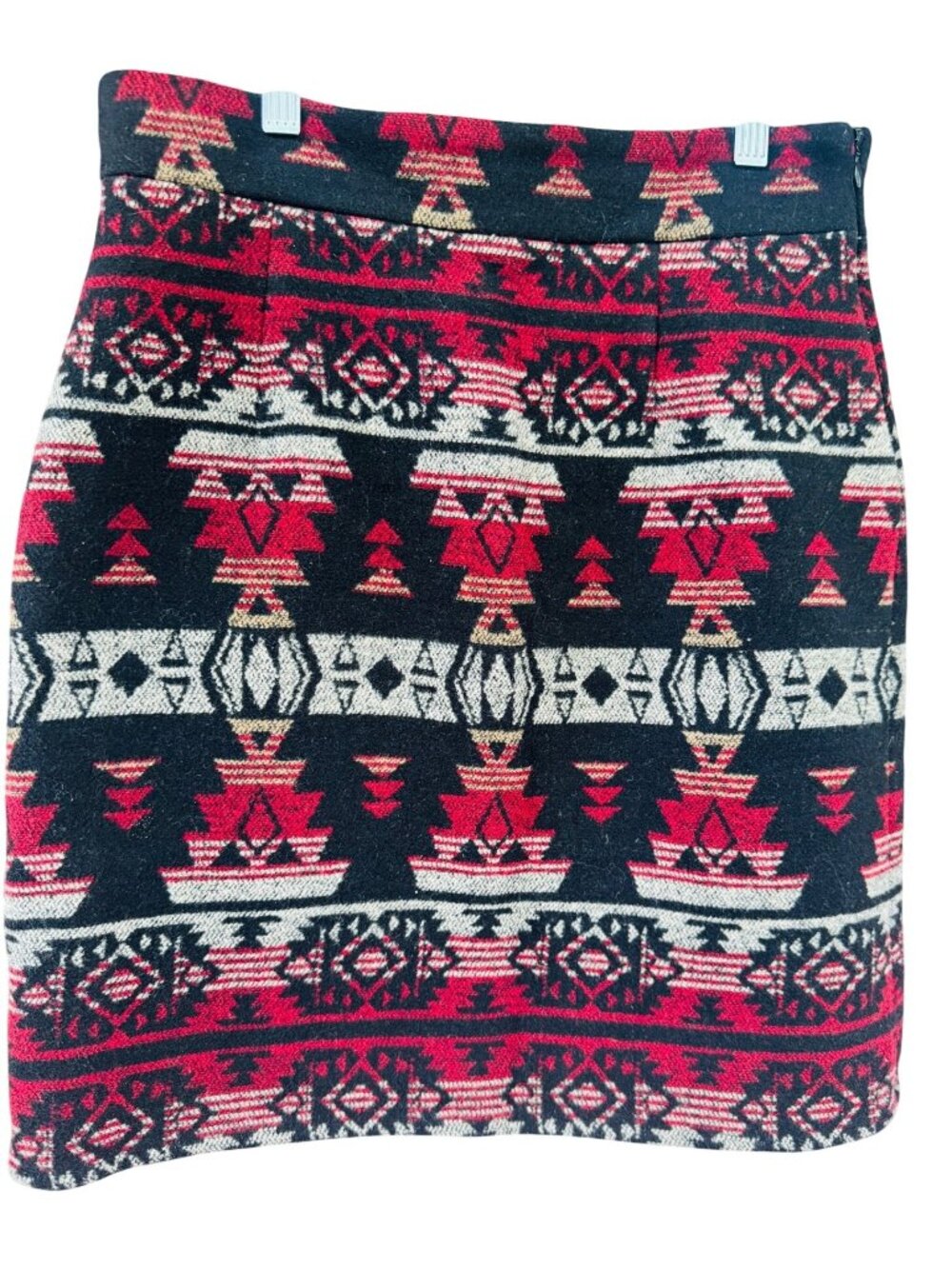 Anthropologie James Coviello Mini Skirt S Red Geometric Tribal Lined Casual Boho